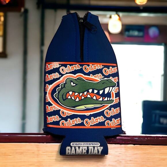 Florida Gators NCAA Game Day Koozie Coozie Bottle Zip Sleeve Cooler Jenkins Pic - Picture 1 of 11